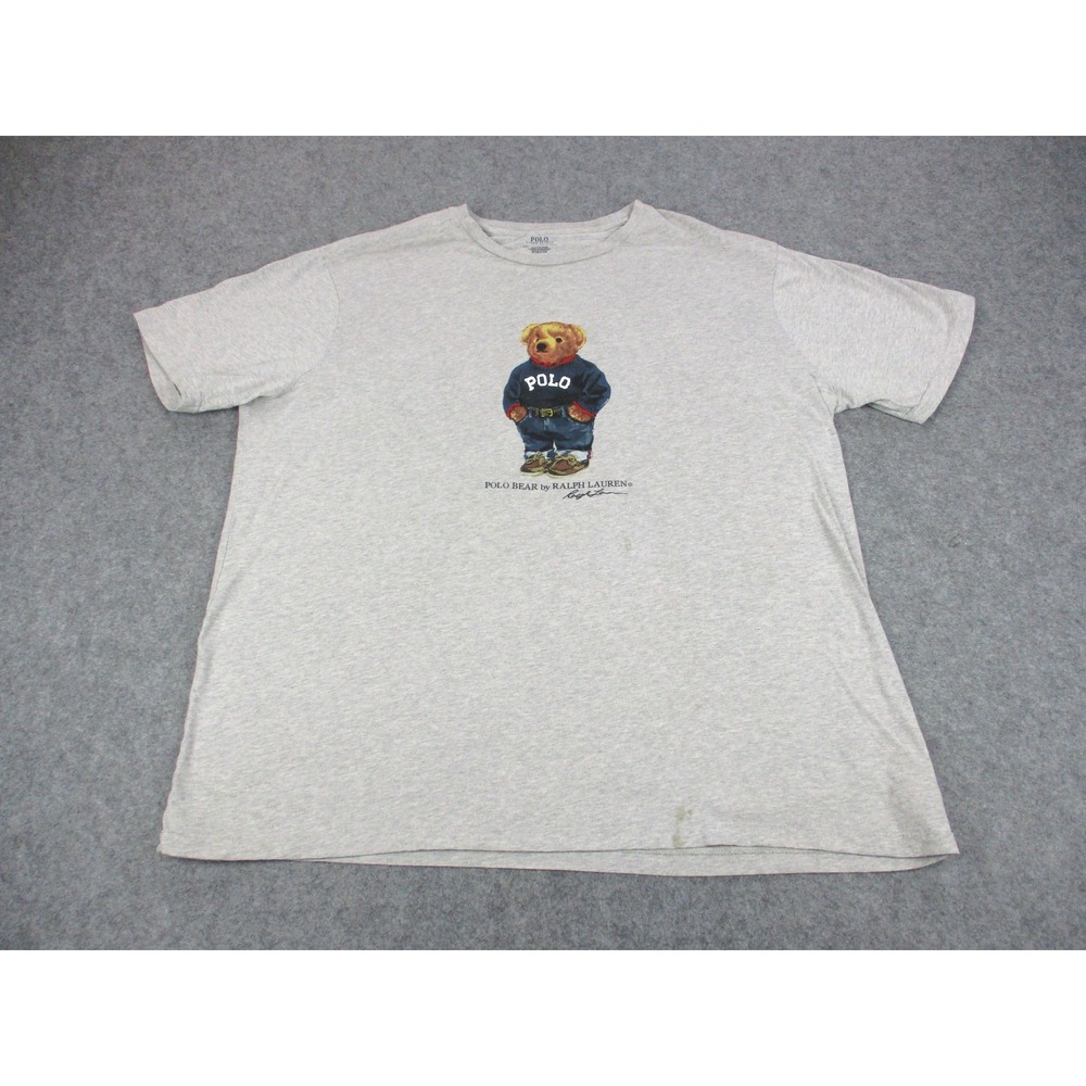 Polo Ralph Lauren Mens 2XLT Tall Gray Polo Bear Graphic Crew Neck T-Shirt